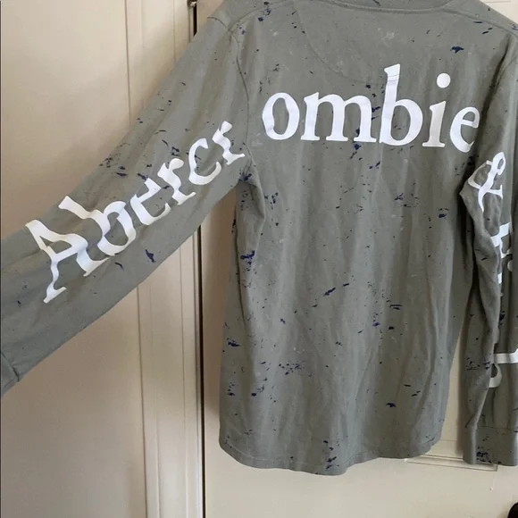 Y2K Abercrombie & Fitch Grayish Green Long Sleeve Tee Casual Comfort - Picture 3 of 5